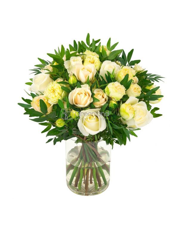 №06 White roses mix bouquet