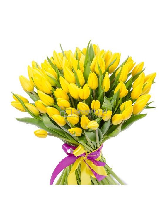 №218-2 55 Yellow tulip flowers bouquet