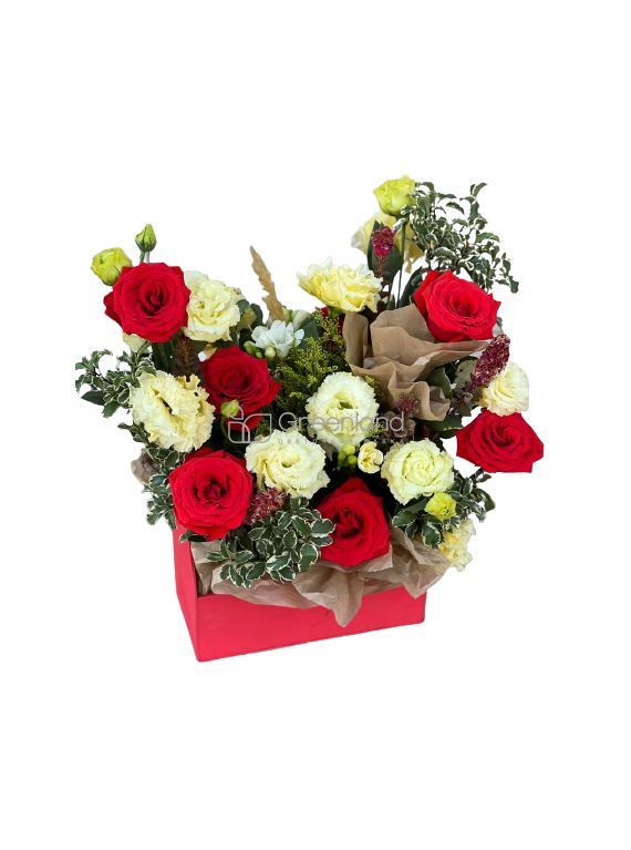 № 3349 композиция из роз и эустомы